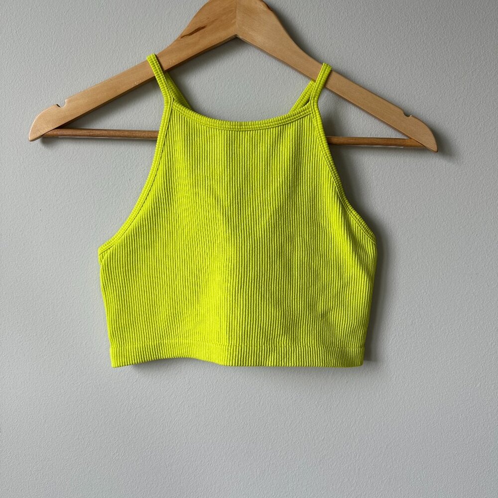 JoyLab High-Neck Cropped Ribbed Support Top | Small
